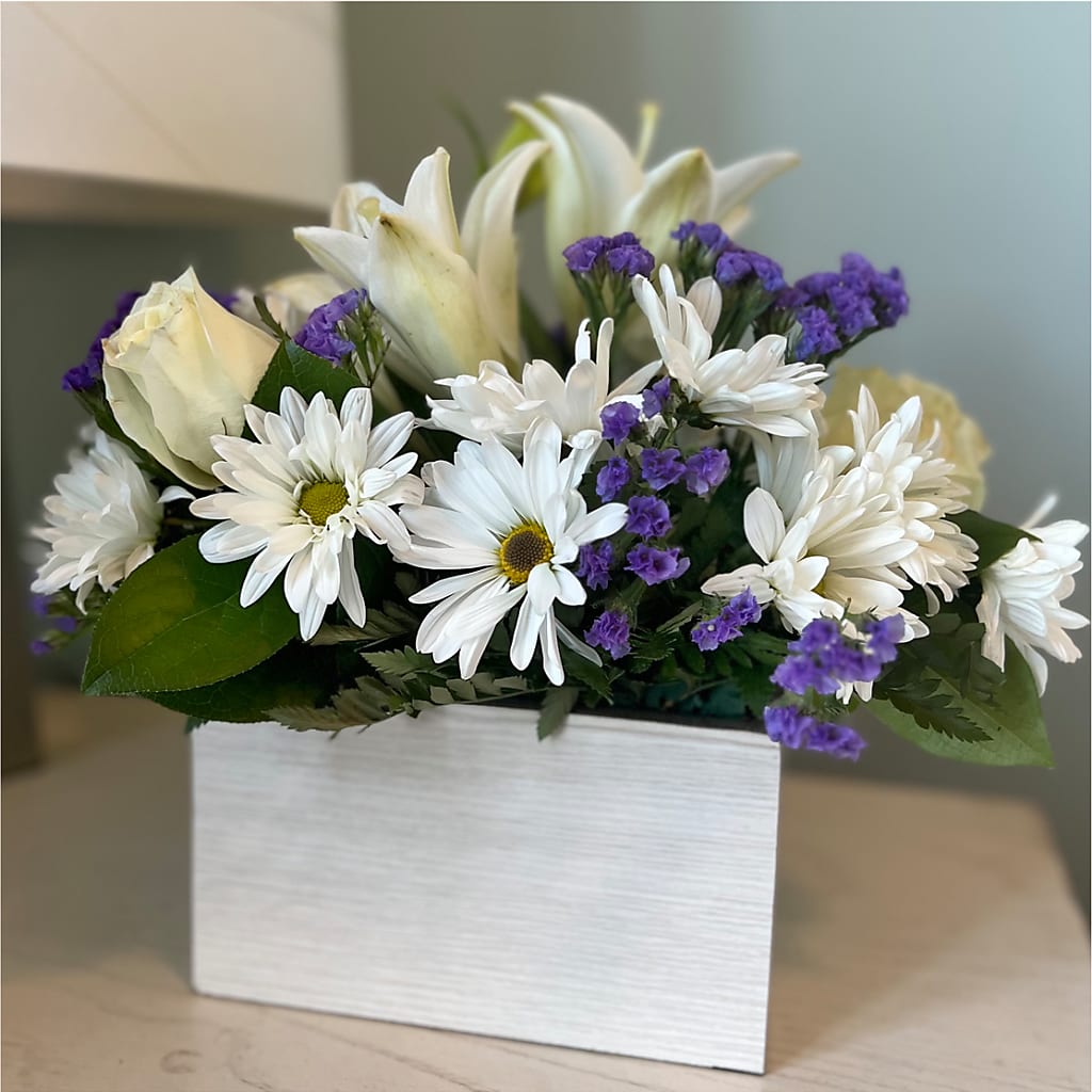 Beyond Blue Box Bouquet – MILAM FLORAL & GREENHOUSE, Havre MT