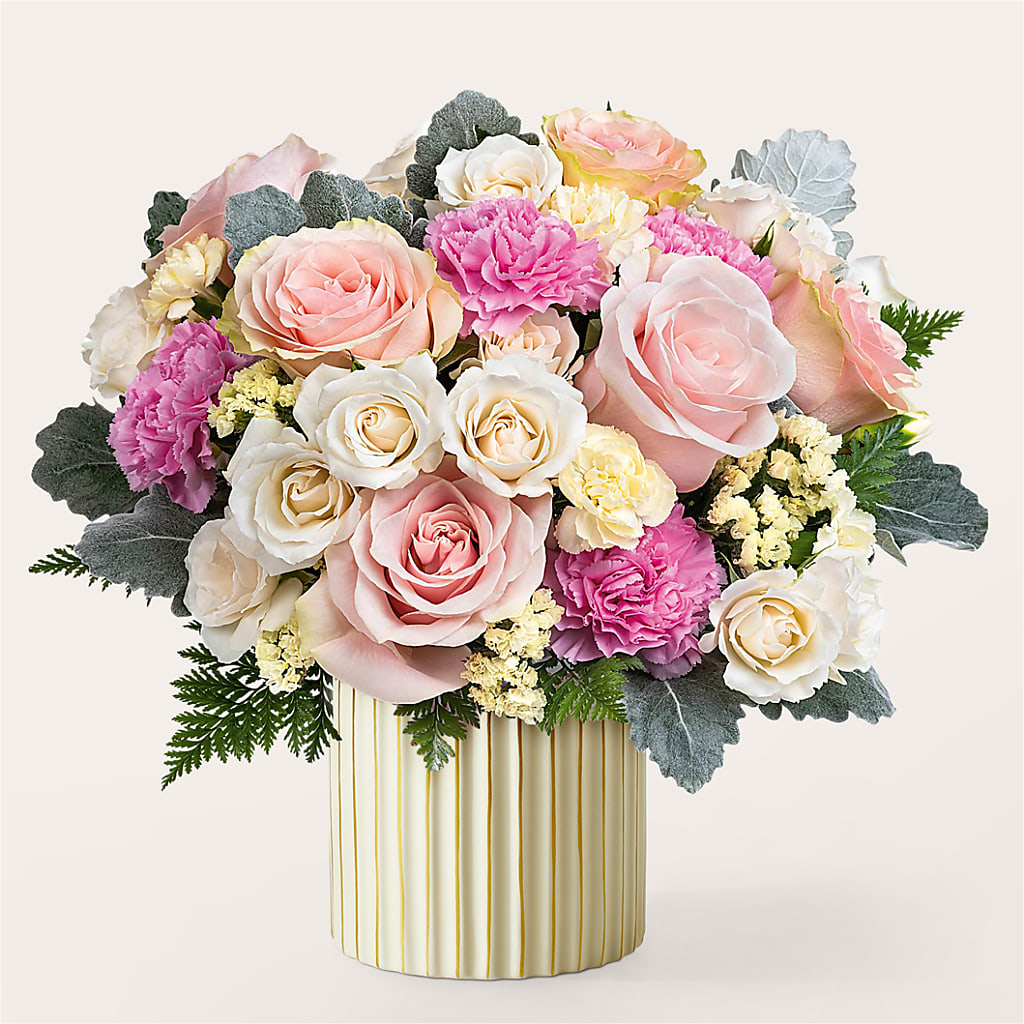 Blissful Moments Bouquet with Ivory Vase – MILAM FLORAL & GREENHOUSE, Havre MT