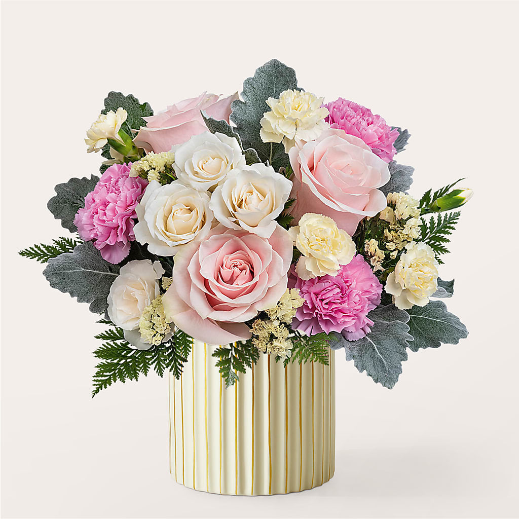 Blissful Moments Bouquet with Ivory Vase – MILAM FLORAL & GREENHOUSE, Havre MT