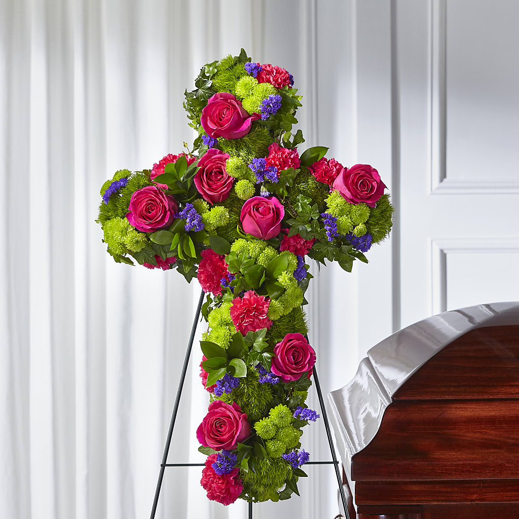 Tribute Rose Floral Cross – MILAM FLORAL & GREENHOUSE, Havre MT