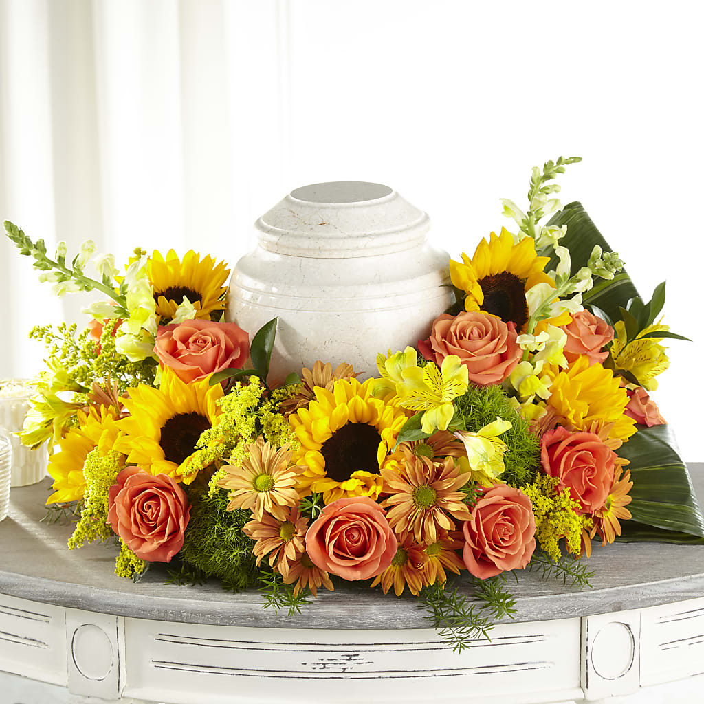 Faithful Sunflower Cremation Adornment – MILAM FLORAL & GREENHOUSE, Havre MT