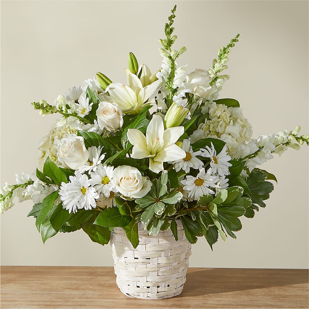 Ivory Elegance Floral Basket – MILAM FLORAL & GREENHOUSE, Havre MT