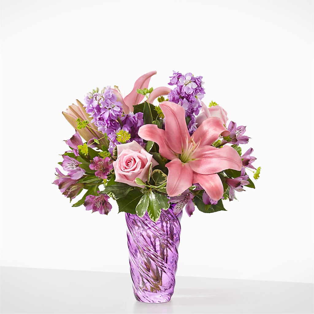 Precious Petals Bouquet with Luxe Swirl Vase – MILAM FLORAL & GREENHOUSE, Havre MT