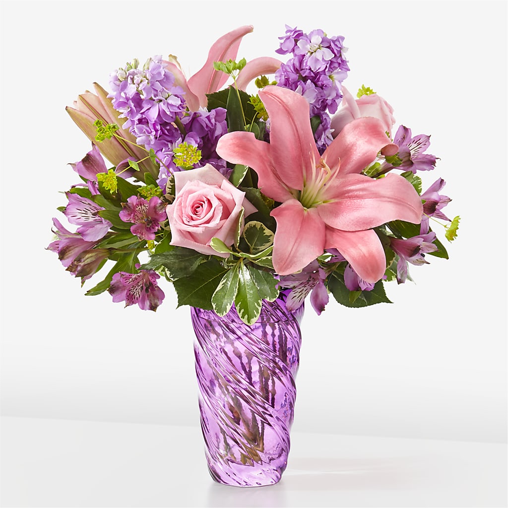 Precious Petals Bouquet with Luxe Swirl Vase – MILAM FLORAL & GREENHOUSE, Havre MT