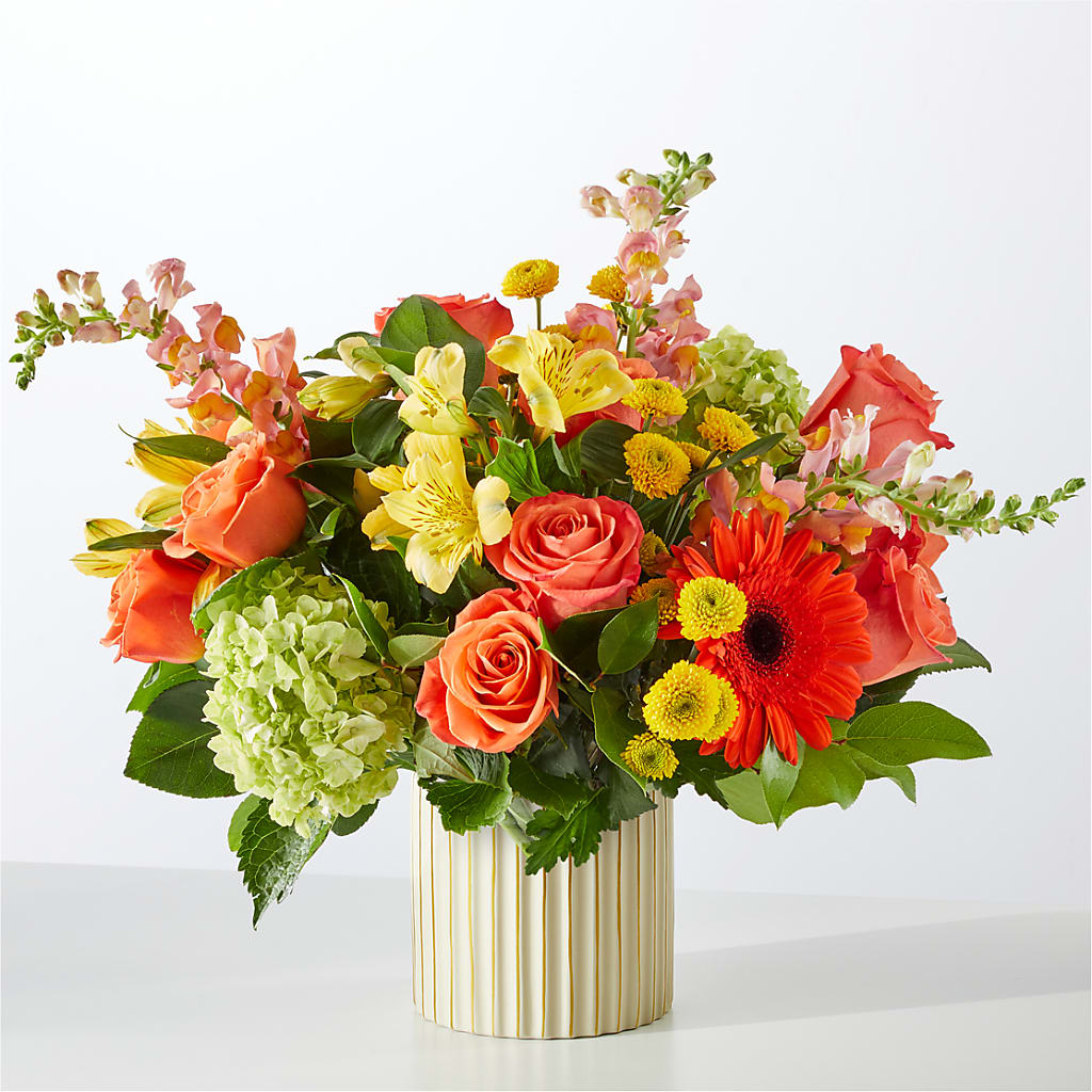 Autumn Sunshine Bouquet with Ivory Vase – MILAM FLORAL & GREENHOUSE, Havre MT