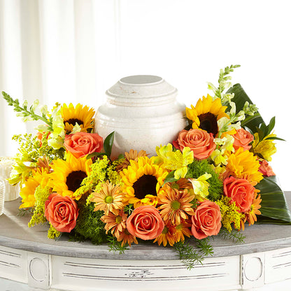 Faithful Sunflower Cremation Adornment – MILAM FLORAL & GREENHOUSE, Havre MT