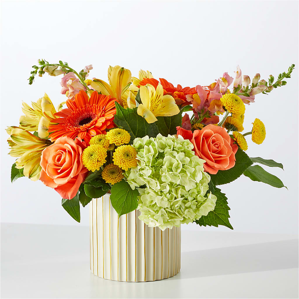 Autumn Sunshine Bouquet with Ivory Vase – MILAM FLORAL & GREENHOUSE, Havre MT
