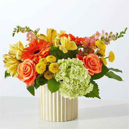 Autumn Sunshine Bouquet with Ivory Vase – MILAM FLORAL & GREENHOUSE, Havre MT