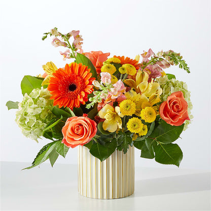 Autumn Sunshine Bouquet with Ivory Vase – MILAM FLORAL & GREENHOUSE, Havre MT