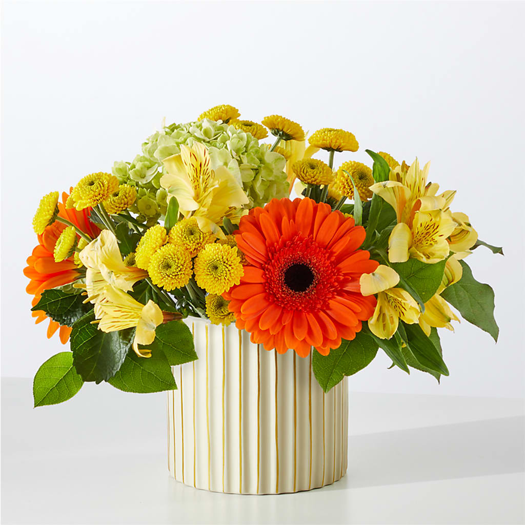 Autumn Sunshine Bouquet with Ivory Vase – MILAM FLORAL & GREENHOUSE, Havre MT