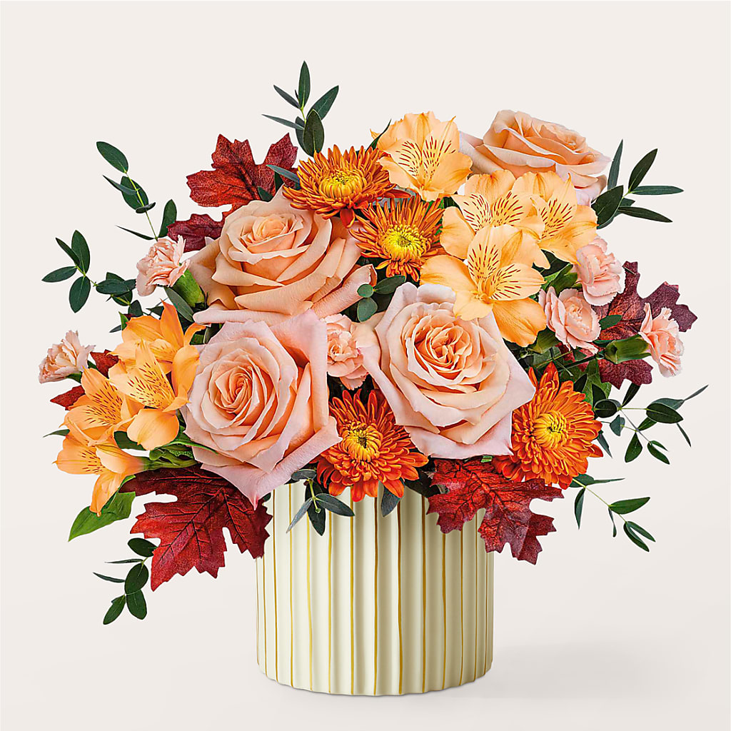 Spiced Latte Bouquet with Ivory Vase – MILAM FLORAL & GREENHOUSE, Havre MT