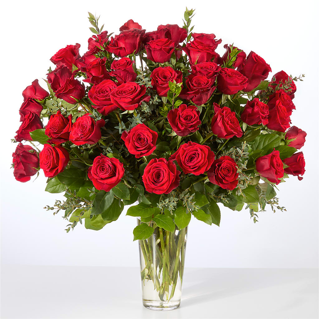 Forever Yours Fifty Stem Red Rose Bouquet – MILAM FLORAL & GREENHOUSE, Havre MT