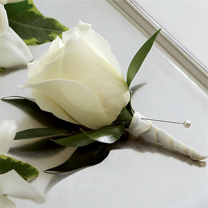 White Rose Boutonniere – MILAM FLORAL & GREENHOUSE, Havre MT